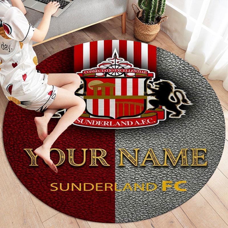 Sunderland A.F Custom Name Round Area Rug,Carpet Rug for Living Room Bedroom Sofa Playroom Decor,Non-slip Floor Mat