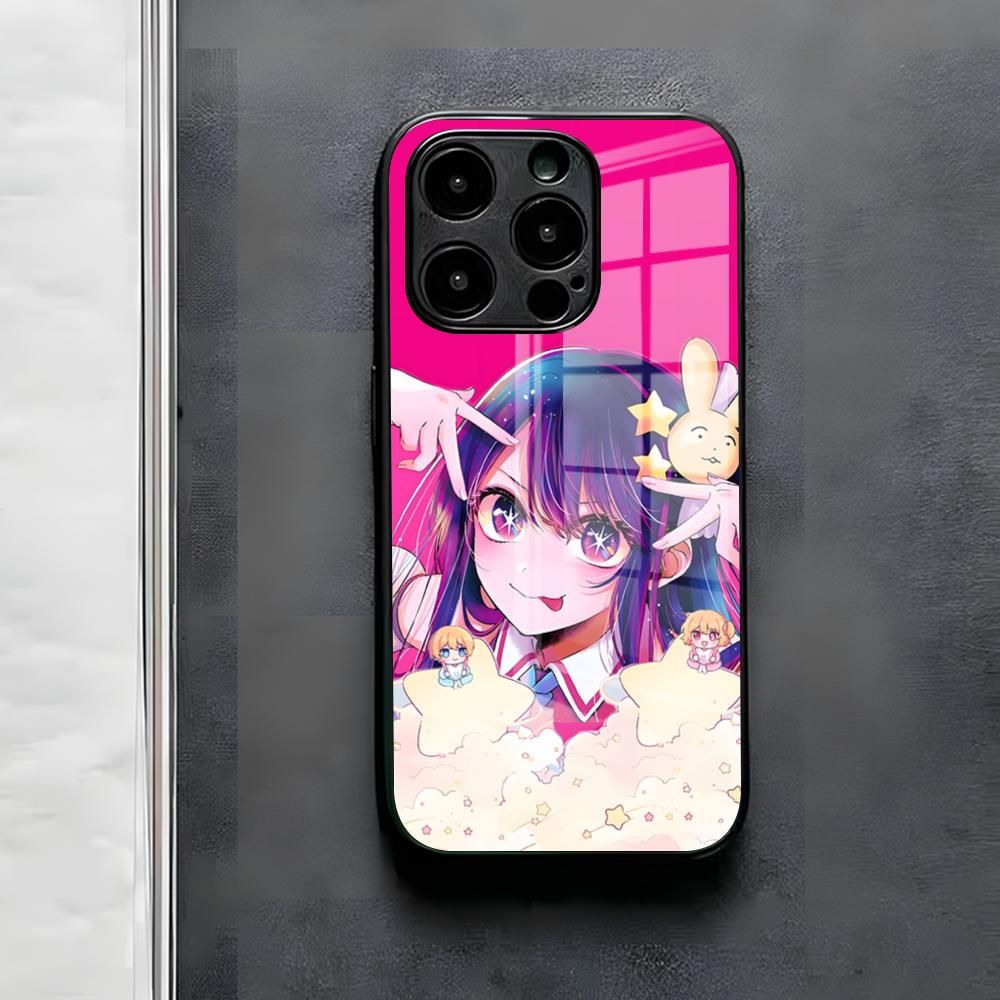 Oshi No Ko Anime Ai Hoshino Phone Case For IPhone 17 Air 16 E Pro Max 15 14 13 Mini 12 Pro 11 Max Plus Black Glass Cover