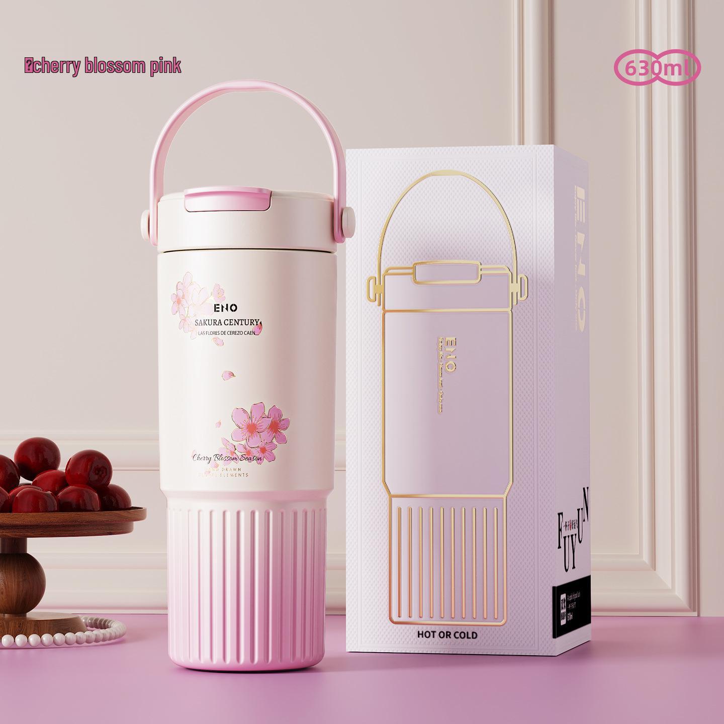 2025 High-Capacity Insulated Ceramic Cup for Ladies - Portable with Straw Standard