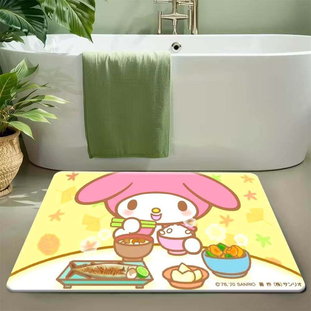 Sanrio Hello Kitty Print Rug - Cute Black Pink Home Decor Floor Carpet
