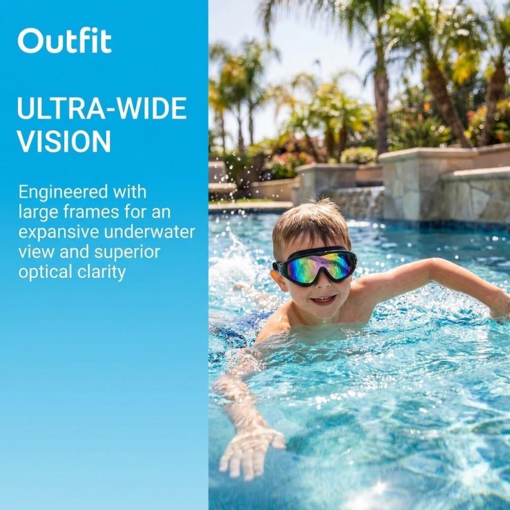 2 Pack Attached Earplugs Kids Swim Goggles Adjustable Comfortable Anti Fog Goggles Anti-UV with Nose Clip Waterproof Goggles