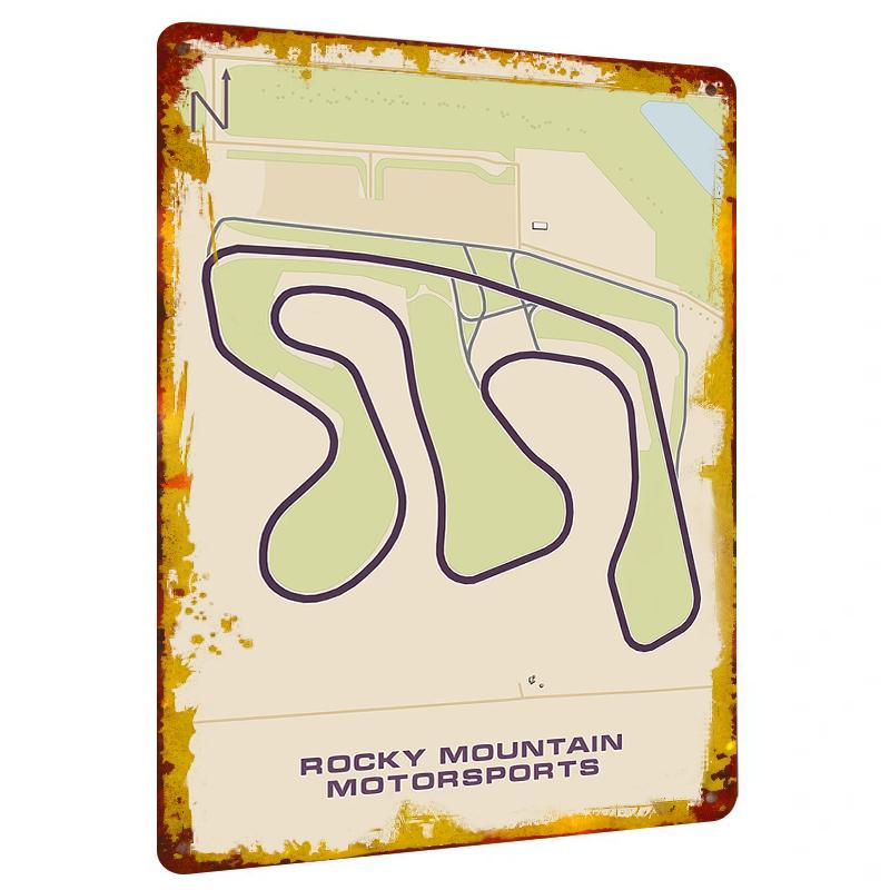 

Rocky Mountain Motorsports Race Track Map Custom Metal Wall Art Decor for Garage Man Cave 20x30cm（7.8x11.8inch）
