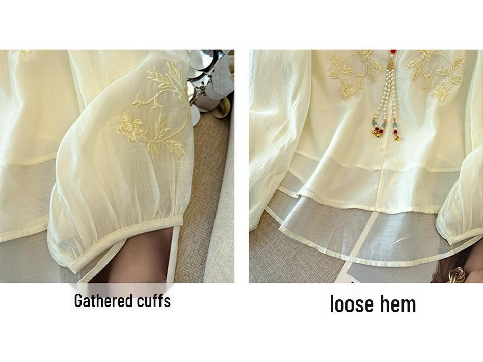 High-Quality Chinese Embroidery Top, Stand Collar, Spring/Summer, Lightweight, Casual Wear