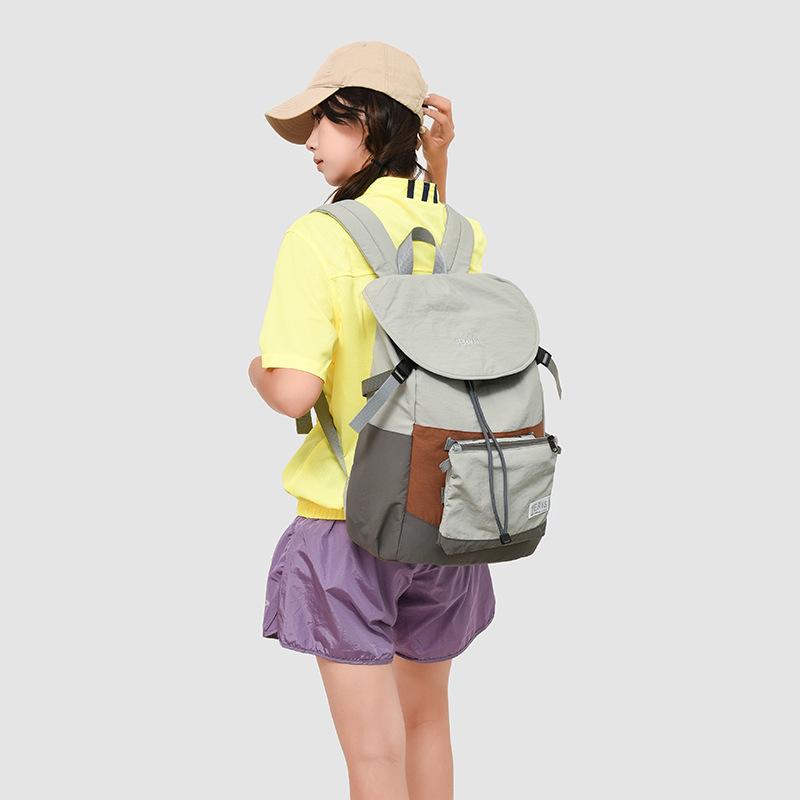School Bag for Female College Students, Japanese Ins Minimalist Backpack, Large Capacity Contrasting Color Splicing Countryside Style Backpack