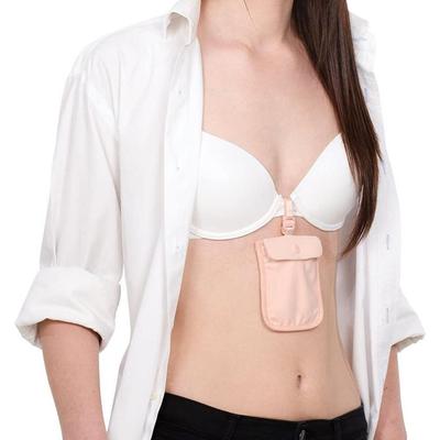 Damen Versteckter BH Geldbeutel Einfarbig Reise-BH Geldbeutel Klappenverschluss Geldbürtel Tasche Taschendieb-Gürtel Baumwolle Damen Tasche