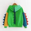 Women's Solid Color Contrasting Dinosaur Loose Casual Hoodie
