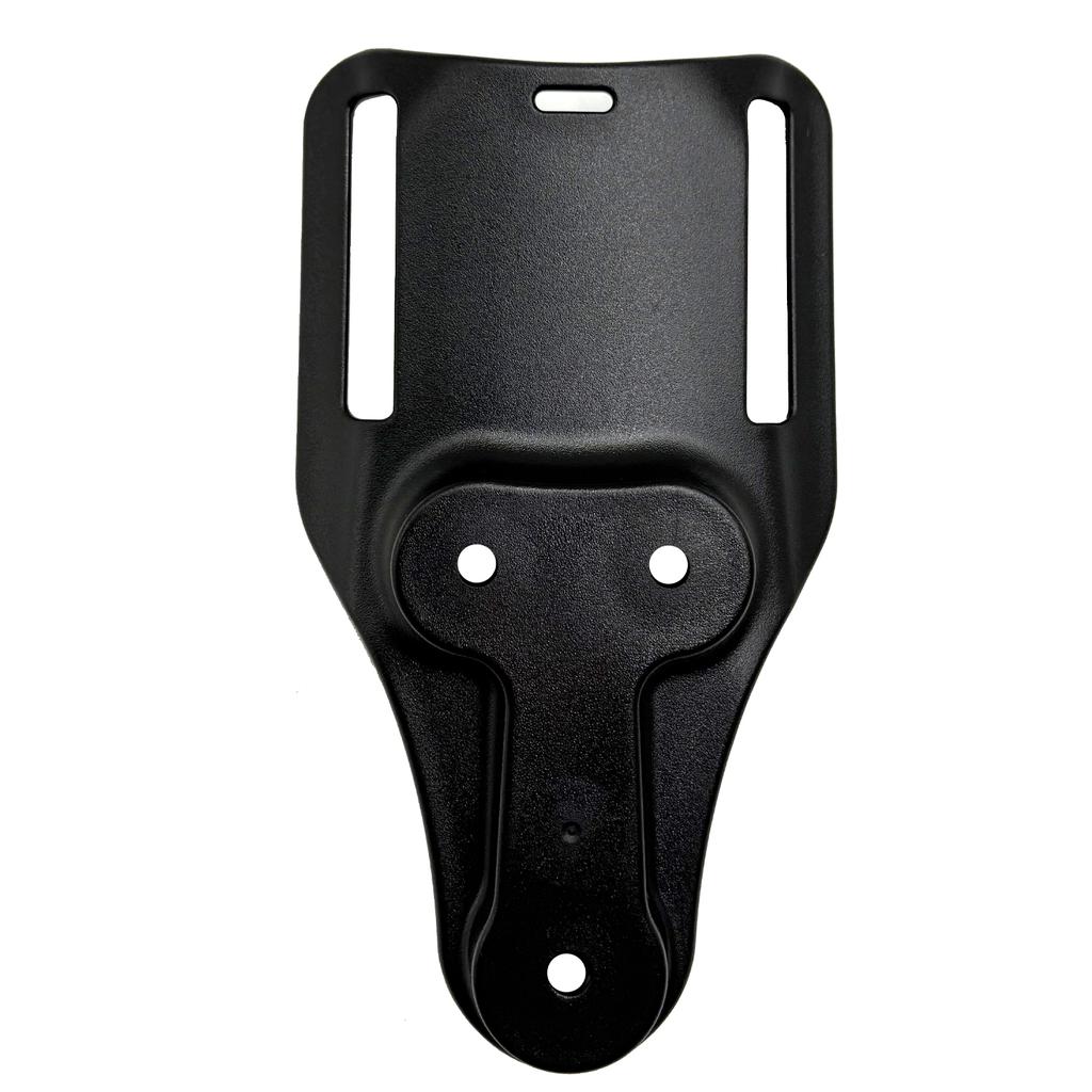 Taktisches QLS-Schnellverriegelungssystem-Kit mit mittiger Gürtelschlaufenplattform zur Befestigung an Dienstholstern mit Verriegelungsgabel-Empfängerplatte