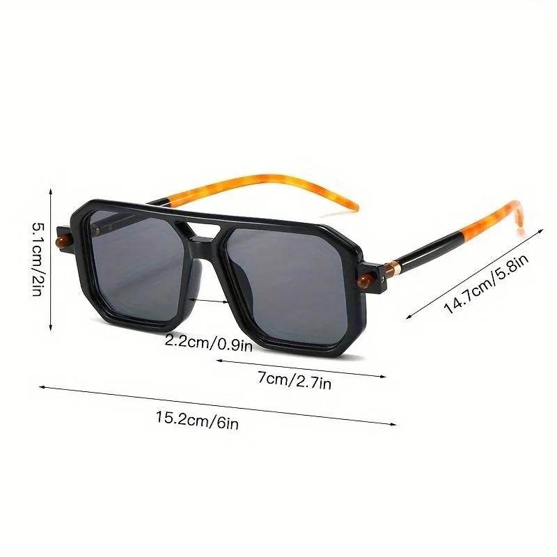 Retro Oversized Glasses for Women Featuring Polygonal Double Bridge Design Stylish Two-Tone Temples Perfect for Party Decoration