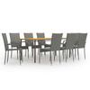 VidaXL 9-Piece Garden Dining Set Outdoor Patio Dining Furniture Table and Chairs 3072506