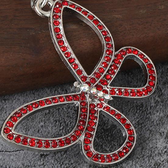 Rhinestone Butterfly Keychain Pendant Lightweight Keychain with Rotating Lobster Clasp Metal