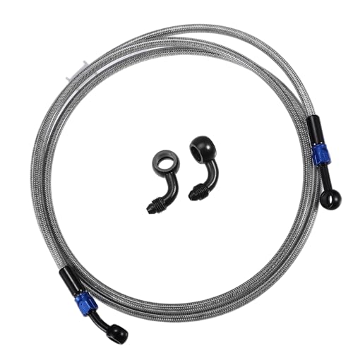 

Partuto 1 Set AN3 28 90 Degree M10x1.0 Universal AN3 28 90 Degree Motorcycle Brake hose Line - Silicon Aluminum Silver Tone Blue