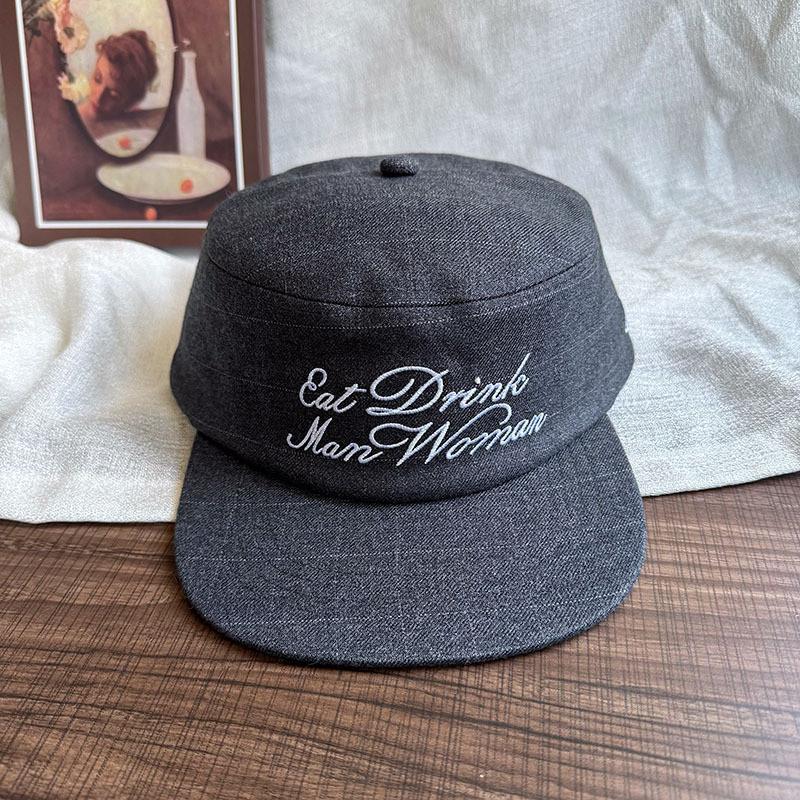 

Letter Embroidery Flat Brim Hat With Quick Dry Fabric For Summer And Winter Wear сірий колір