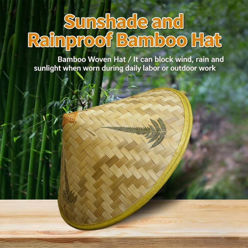 36cm Chinesischer Strohhut Asiatische Reiskappe Chinesische Orientalische Kappe Wasserdicht Verstellbarer Kinnriemen Stroh für den Urlaub