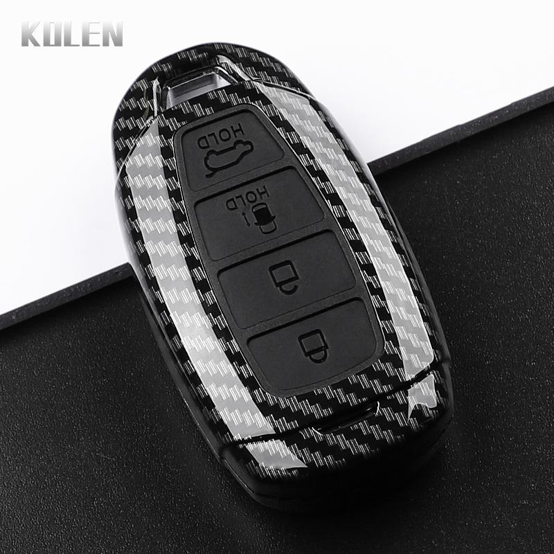 Abs Carbon Fiber Style Car Key Case Cover Hyundai Elantra Grandeur Accent Solaris Sonata Palisade Kona Creta I20 I30 Ix35 Ix25