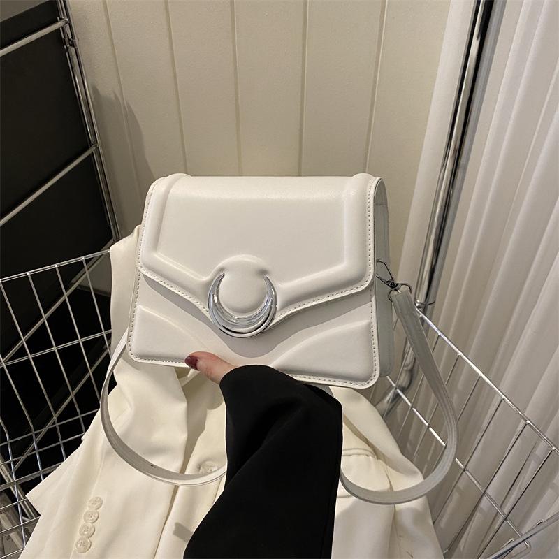 High-Quality Textured Crescent Lock Small Square Shoulder Crossbody Bag for Women - 2023 Trendy & Versatile Commuter Style