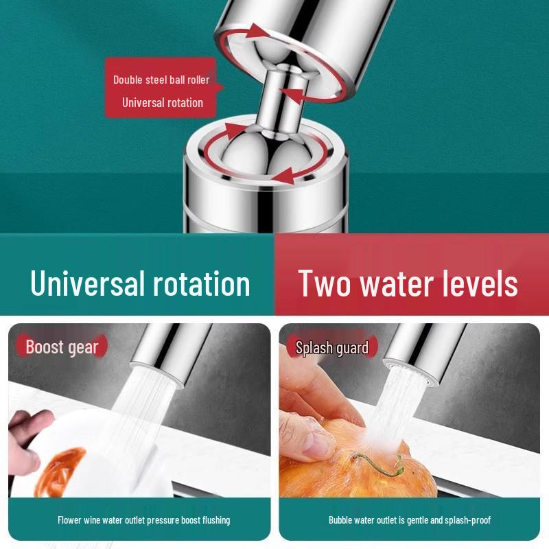 Universelle Anti-Spritz-Küchenarmatur-Verlängerung mit Druckbeaufschlagtem, Drehbarem, Filterndem Auslauf