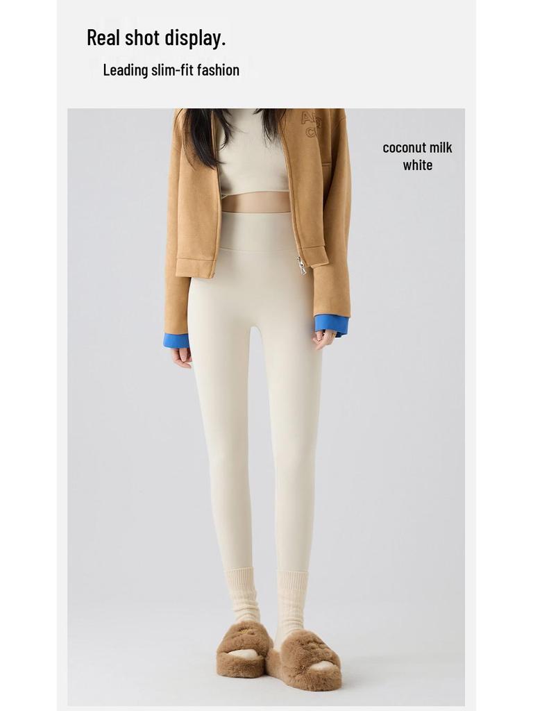 Women's High-Waist Matte Shark Yoga Leggings - Plus Velvet, Slimming, Brushed for Autumn/Winter 2025