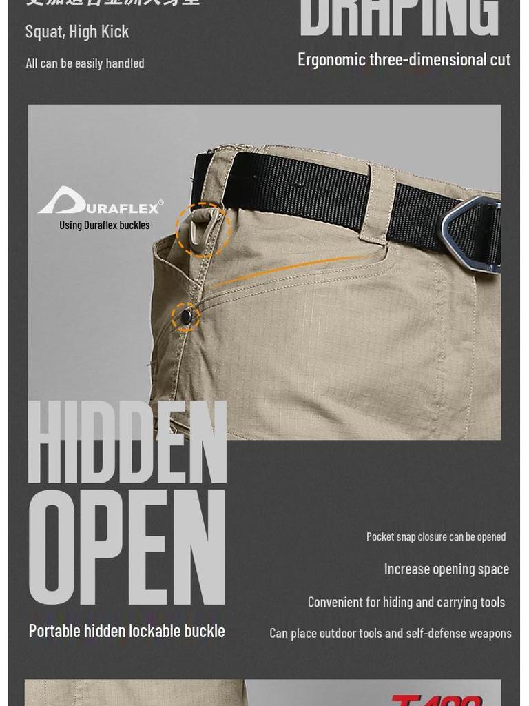 Herren Outdoor Taktische Wasserdichte Cargohose - Stretch, Locker, Mehrere Taschen, für Frühling und Herbst