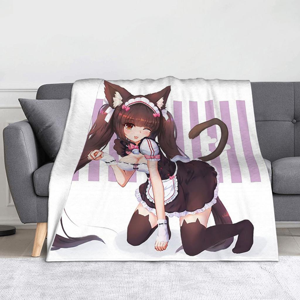 Anime Nekopara Cartoon Blanket Chocola Vanilla Maple Flannel Awesome Breathable Throw Blankets for Bedspread AutumnWinter