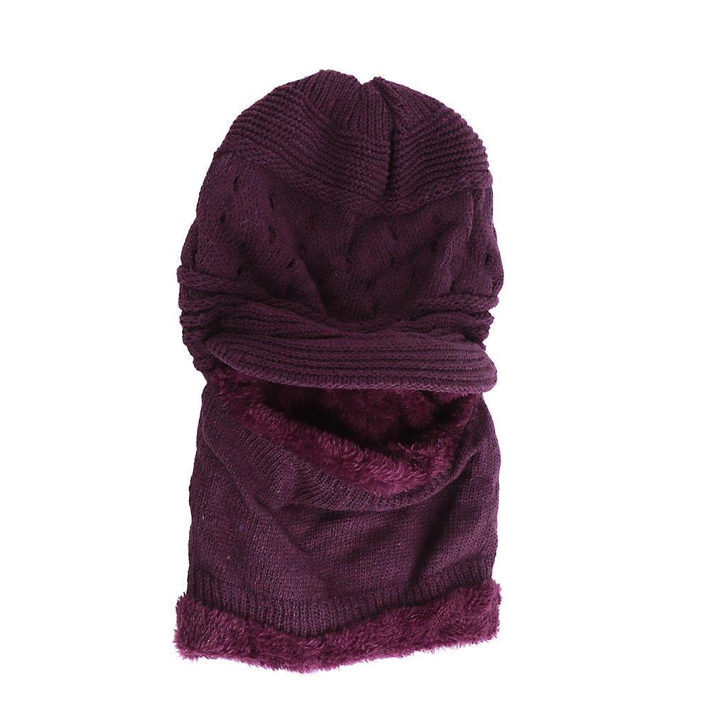 Winter Knitted Hat Scarf Set Earflap Fleece Lined Windproof Thick Hat Neck Warmer Middle Aged and Old Thermal Hat for Women