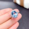 Elegant Sky Blue Topaz Ring for Women with Shiny High Carbon Diamond Oval Cut Fashion Jewelry