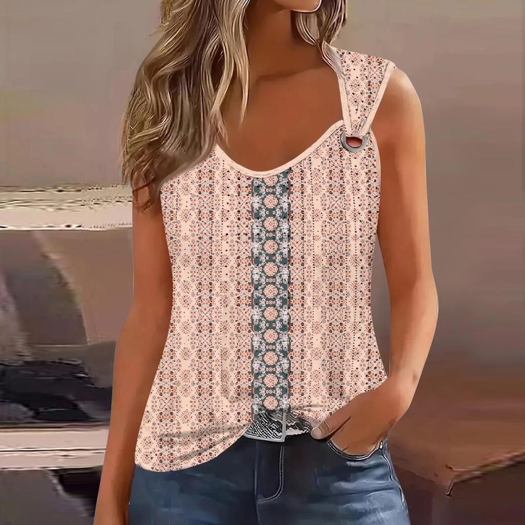 Women's Girl Tank Top Casual Vest Tops For Women Cute Knit Vest Top Gradient Floral Print Loose Fit Sleeveless Tops Flowy Eyelet