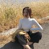 New Solid Color High Collar Long-sleeved Slim Bottoming Shirt Wild Shirt Women