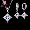Exquisite Beautiful Colorful Square Crystal Girlfriend Gift Engagement Jewelry 925 Sterling Silver for Fashion Women