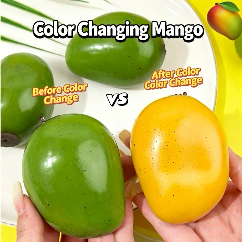 Lovely Fluid Color - Changing Mango Squishy Toy, Slow Rebound Crispy Squeeze Toy, Fidget Toy for Stress Relief at Office & Study