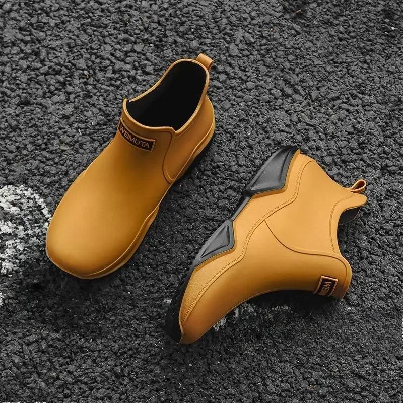Cooking Ankle Pvc Chef Kitchen Male Shoes Low Boots Short Outdoor Waterproof and Non-slip 2024 Work Original Loafers Men's Rain