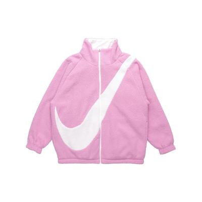 Vändbar Fleecjacka Casual med Stor Logotyp Damjacka Rosa DC5138-616