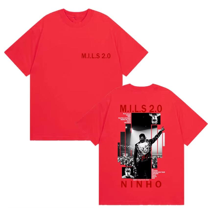Rapper NINHO MILS 20 Album 2026 Merch T Shirt Mens Gothic Hip Hop Clothing Tshirts Retro Style Cotton Short Sleeve Tshirt