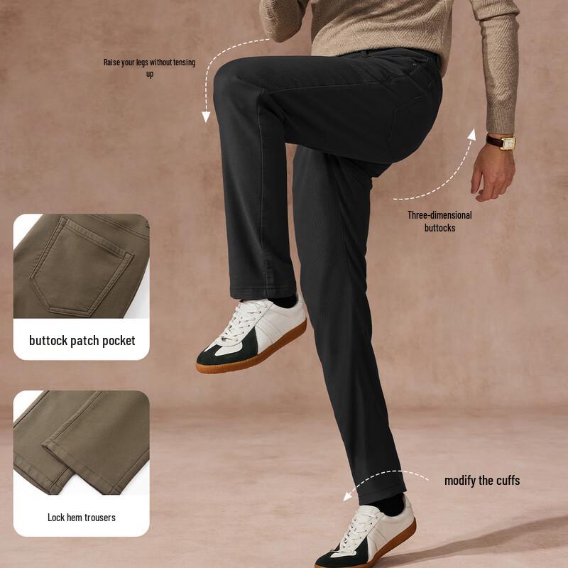 Pantalones Casuales de Sarga Cepillada Gruesa para Hombre Shanshan