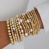 13pcs Vintage Gold Color Pearl Bead Bracelet Set for Women Elegant Multi Layer Stacked Elastic Bracelets Daily Holiday Jewelry