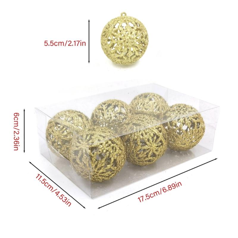 6Pcs Sparkling Christmas Baubles Decorations for Christmas Tree Hanging Ball Ornament for Holiday Party Centerpieces
