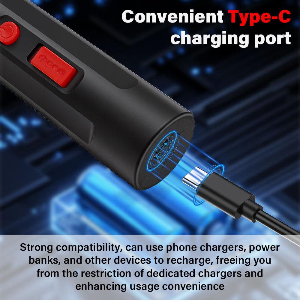 Cordless Electric Screwdriver USB Rechargeable Wireless Impact Drill Portable Screw Driver Repair Hand Tool