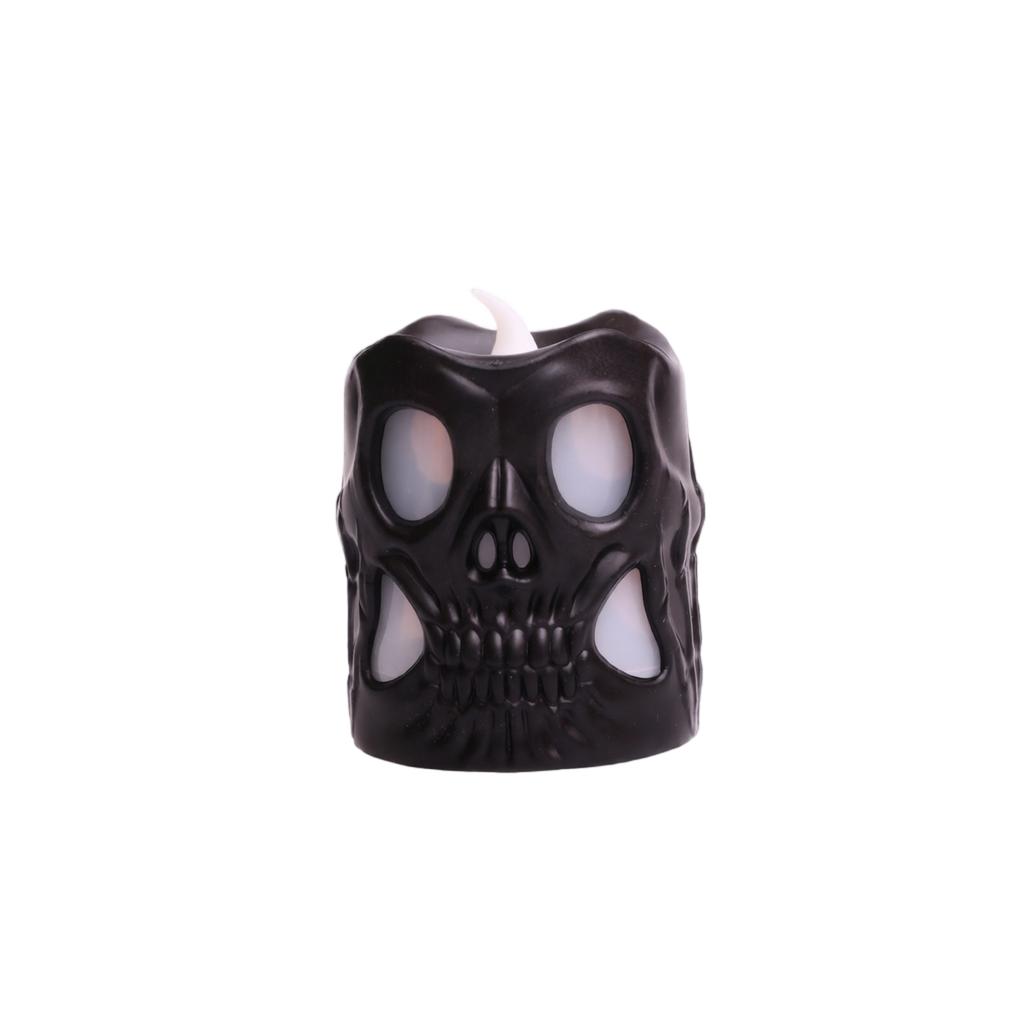 Skull Shape Candle Light Decorative Tabletop Ornament for Party Scene Small Oil Lamp Halloween Event Gift Home Decor
