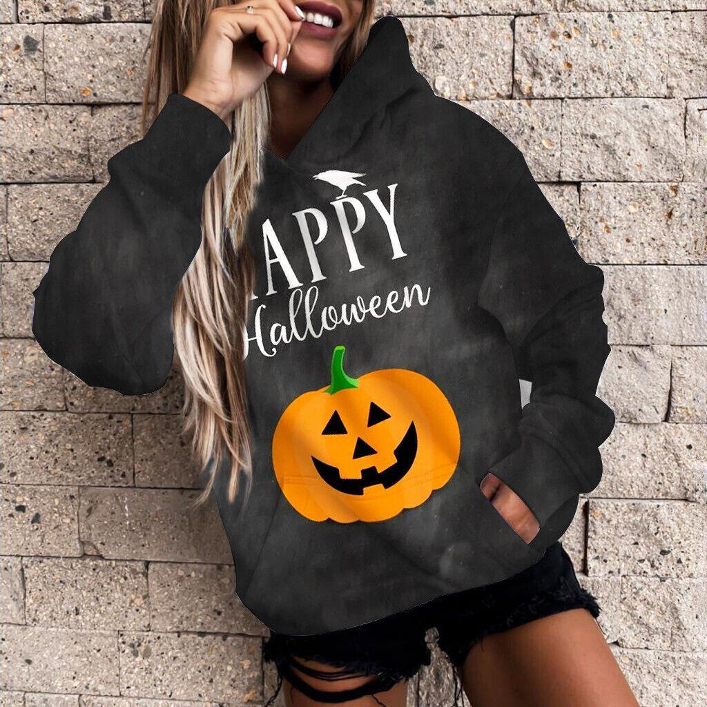 Autumn 3D Pumpkin Printed Hoodies Fashionable Casual Sports Long Sleeved Women's Hooded Sweatshirts