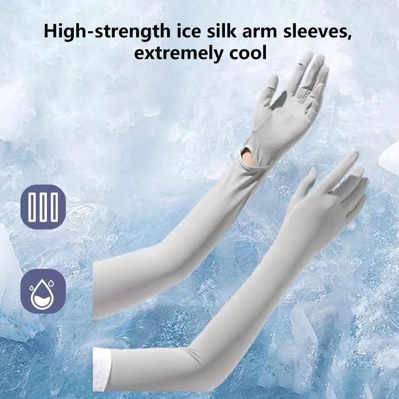Gants de conduite respirants en soie glacée d'été Protection UV Gants légers de protection solaire Avec manchons rafraîchissants Pour femmes Hommes