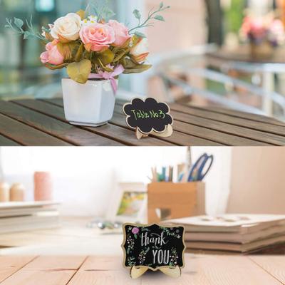 Mini Chalkboard with Stand Reusable Small Blackboard Ornament Erasable Wooden Message Board Sign Desktop Decoration
