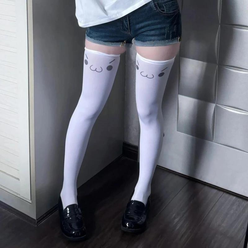 Y2K Girls Knee High Socks Thigh High Stockings Printed Cartoon Stockings Women Kawaii Thigh High Socks Women Stockings Jk Lolita