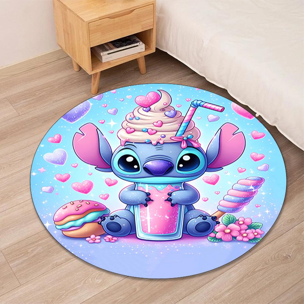 Stitch Printed Round Rug Carpet Chair Rug Area Rug Entryway Doormats,for Office Chair Living Room Bedroom Kitchen Room.