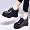 Soft Leather Muffin Bottom Deep Mouth Single Shoes Women 2025 Spring and Autumn New Small Pointed Muffin Shoes Lace Up Small Leather Shoes Women