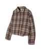 VIVABROWN 85-Viva092 Post Crop Lange Mouwen Geruite Blouse Bruin