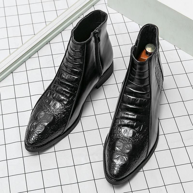 

Модные мужские ботинки «Челси» 2024 года, весенние брендовые мотоциклетные ботинки, кожаные классические мужские низкие туфли с боковой молнией, повседневная мужская обувь 48 чёрный