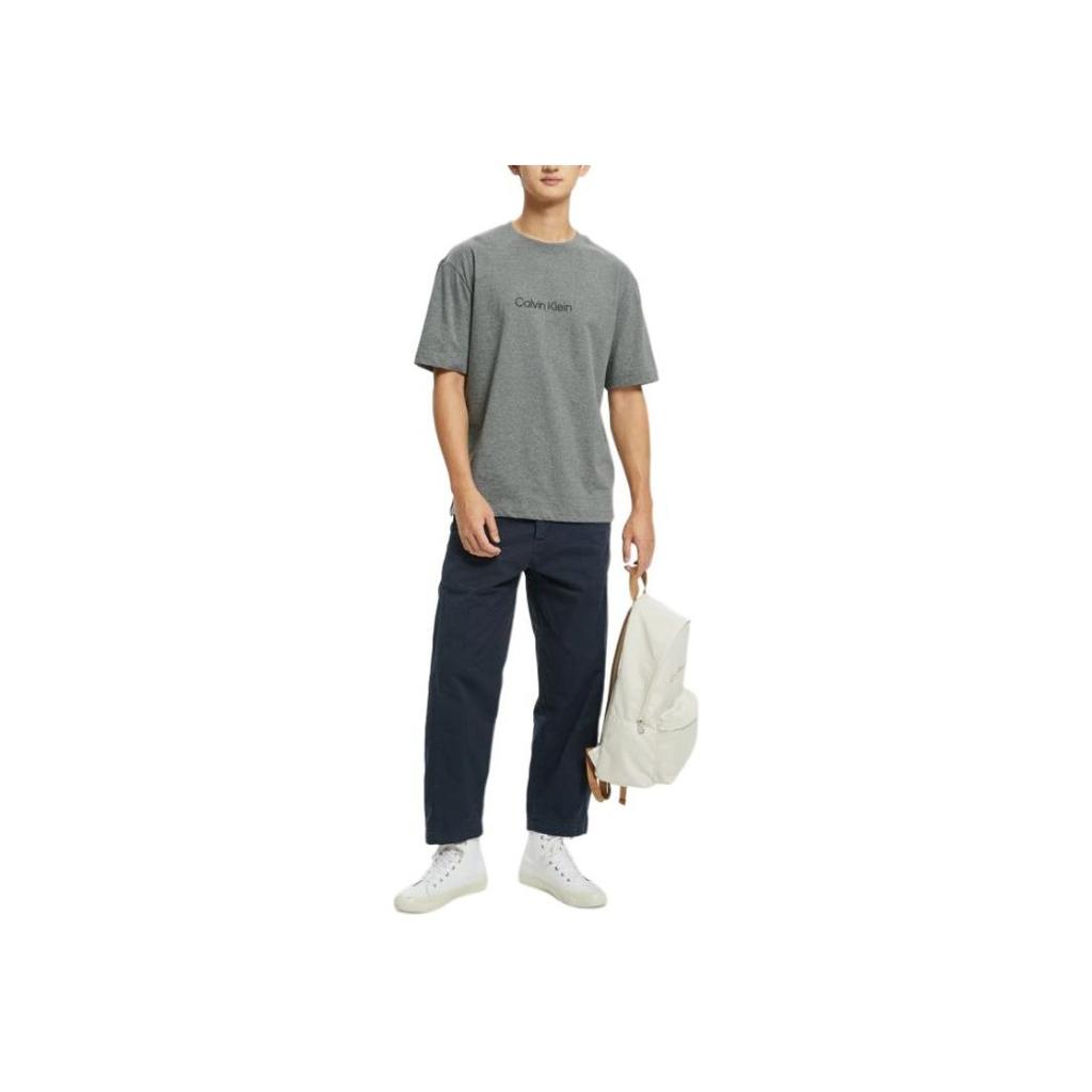 Calvin Klein Casual Versatile Round Neck Printed Loose Short Sleeve T-Shirt Men Tops Gray 40HM228-060