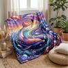 Dolphins In Cosmic Waves Theme Blanket Lightweight Warm Flannel Blanket Decorative Throw Blanket for Home Decoration