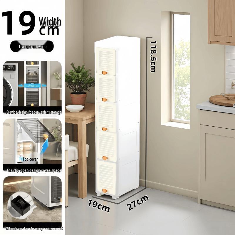 Large Capacity Floor-Standing Dustproof Gap Storage Cabinet for Bathroom