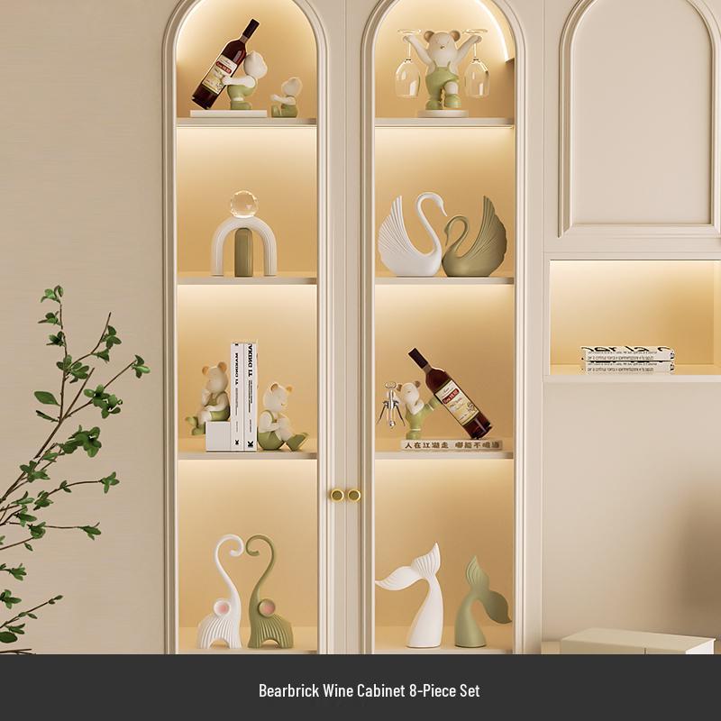 Luxurious Cream Style Red Wine Rack Ornament for Living Room or Entrance Cabinet