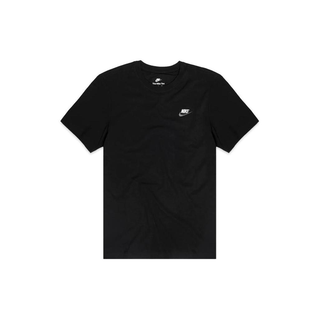 Nike Sportswear Club Embroidered Logo Solid Round Neck Short Sleeve T-Shirt Men Tops Black AR4997-014